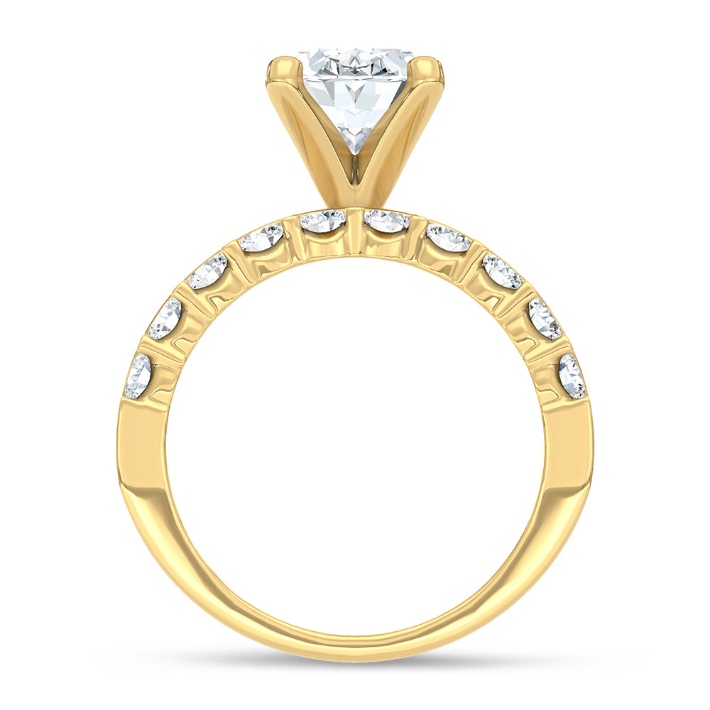 14K Yellow Gold 4 1/2 Ct.Tw. Lab Grown Diamond Oval Shape Machine Ring (IGI Certified Center 3ct)