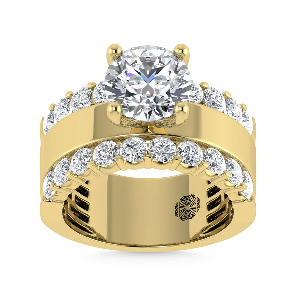 14K Yellow Gold 3 1/2 Ct.Tw. Lab Grown Diamond Round Shape Engagement Ring (IGI Certified Center 2ct)