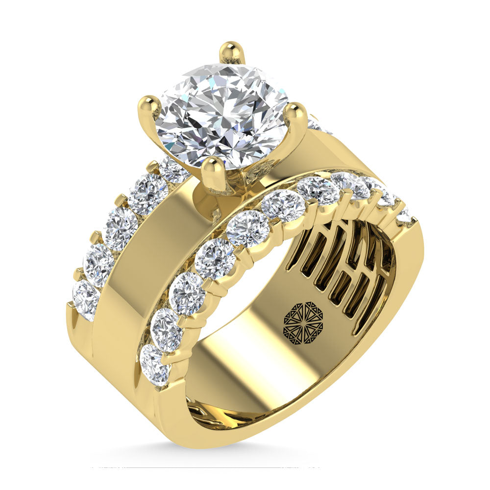 14K Yellow Gold 3 1/2 Ct.Tw. Lab Grown Diamond Round Shape Engagement Ring (IGI Certified Center 2ct)
