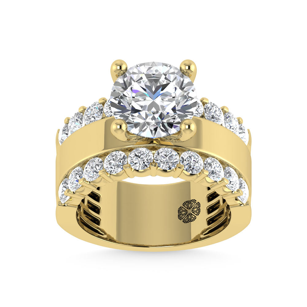 14K Yellow Gold 4 1/2 Ct.Tw. Lab Grown Diamond Round Shape Engagement Ring (IGI Certified Center 3ct)
