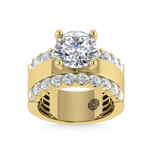 14K Yellow Gold 4 1/2 Ct.Tw. Lab Grown Diamond Round Shape Engagement Ring (IGI Certified Center 3ct)