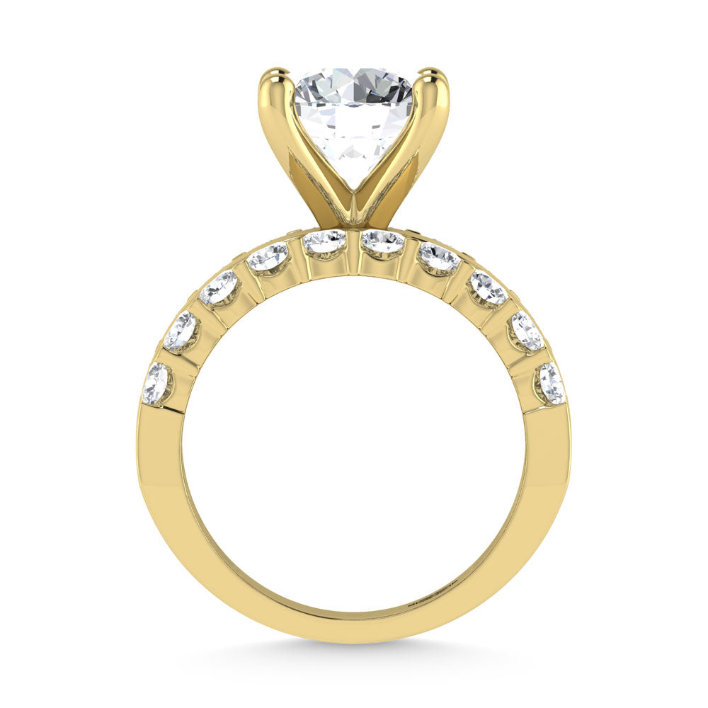 14K Yellow Gold 4 1/2 Ct.Tw. Lab Grown Diamond Round Shape Engagement Ring (IGI Certified Center 3ct)