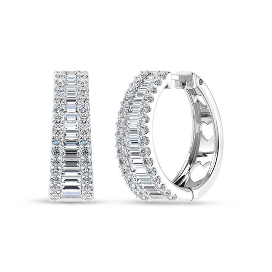 10K White Gold Lab Grown Diamond 1 1/4 Ct.Tw. Hoop Earrings