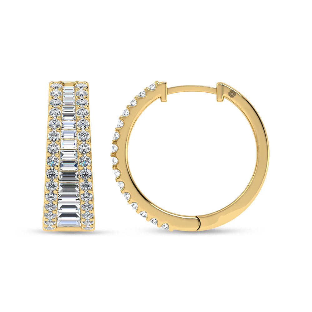 10K Yellow Gold Lab Grown Diamond 1 1/4 Ct.Tw. Hoop Earrings