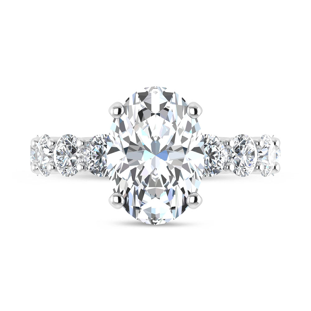 14K White Gold 8 Ct.Tw. Lab Grown Diamond Engagement Ring (IGI Certified Center 5ct)