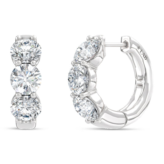 14K White Gold Lab Grown Diamond 3 Ct.Tw. Hoop Earrings