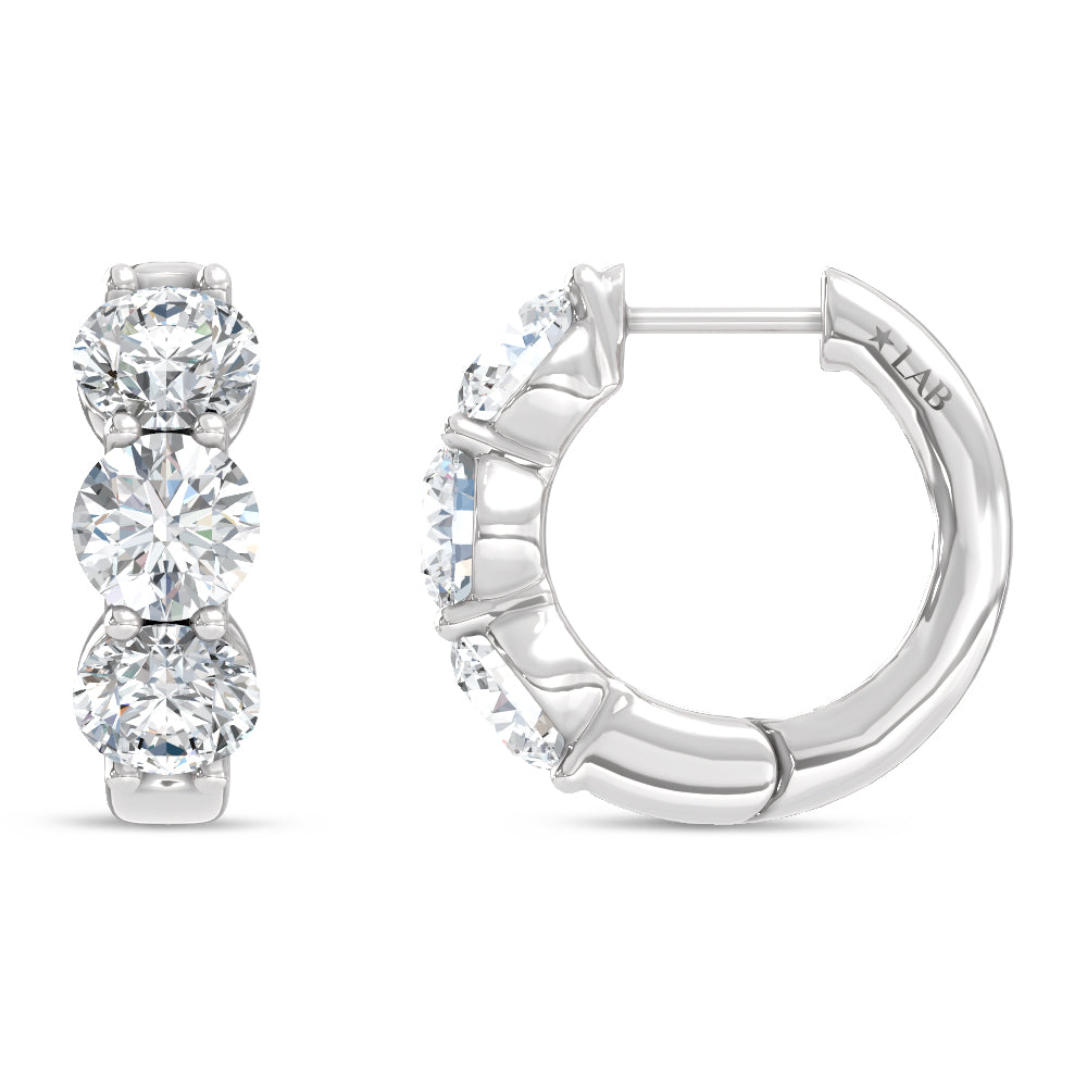 14K White Gold Lab Grown Diamond 3 Ct.Tw. Hoop Earrings