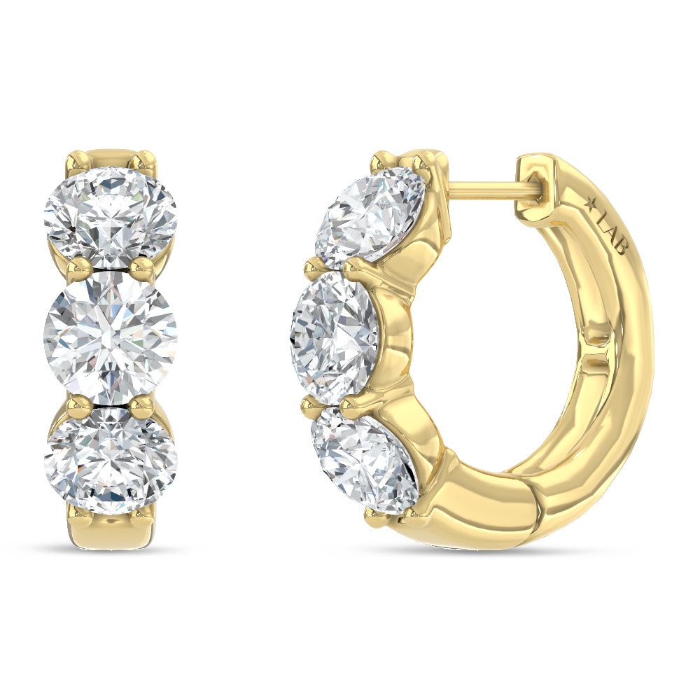 14K Yellow Gold Lab Grown Diamond 2 Ct.Tw. Hoop Earrings