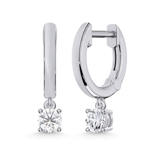 10K White Gold Lab Grown Diamond 1/4 Ct.Tw. Hoop Earrings