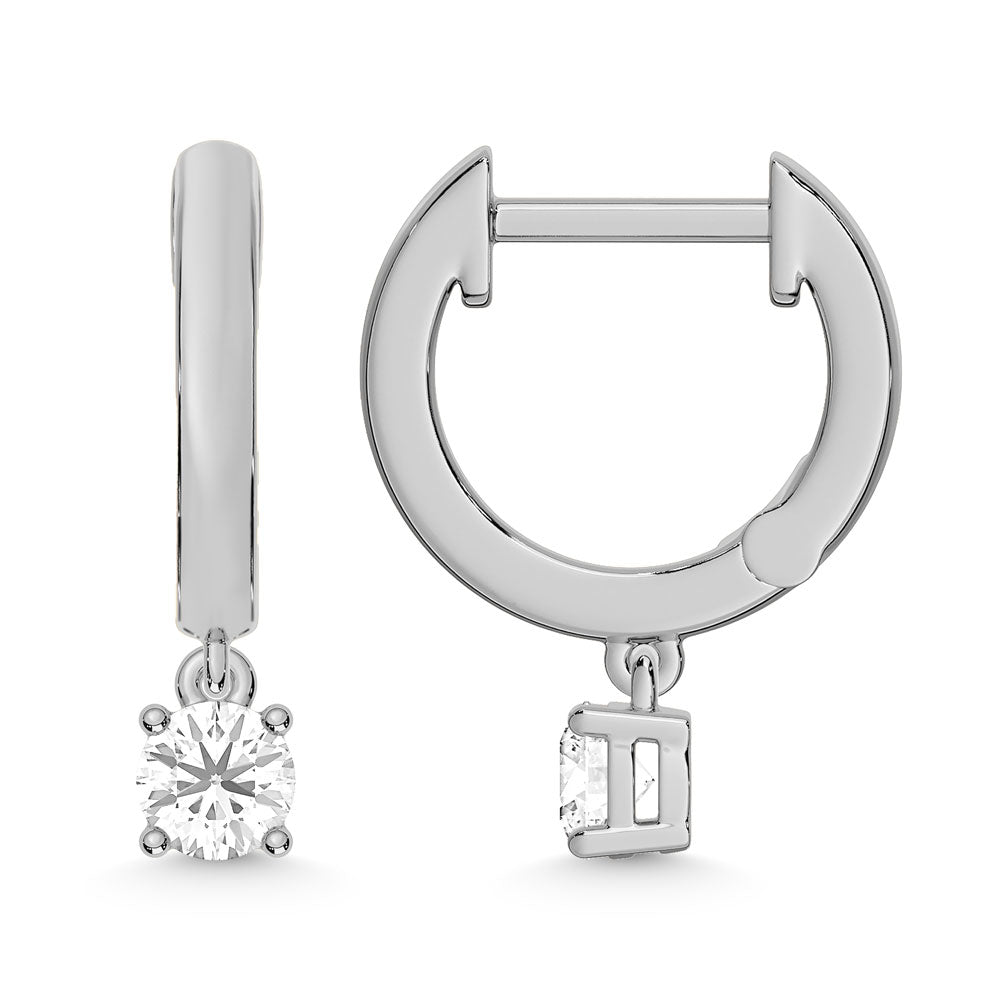 10K White Gold Lab Grown Diamond 1/4 Ct.Tw. Hoop Earrings