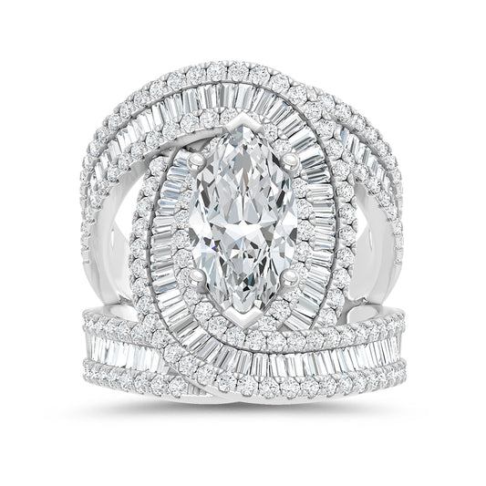 14K White Gold Lab Grown Diamond 4 Ct.Tw. Engagement Ring (IGI Certified Center 2ct)