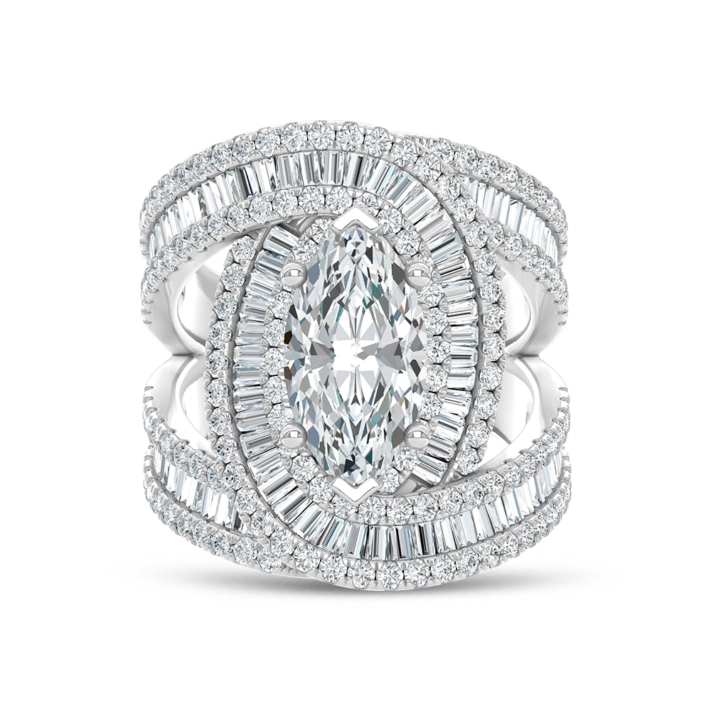 14K White Gold Lab Grown Diamond 4 Ct.Tw. Engagement Ring (IGI Certified Center 2ct)