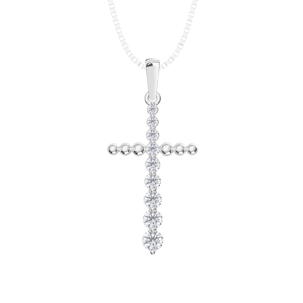 10K White Gold Lab Grown Diamond 1/3 Ct.Tw. Cross Pendant