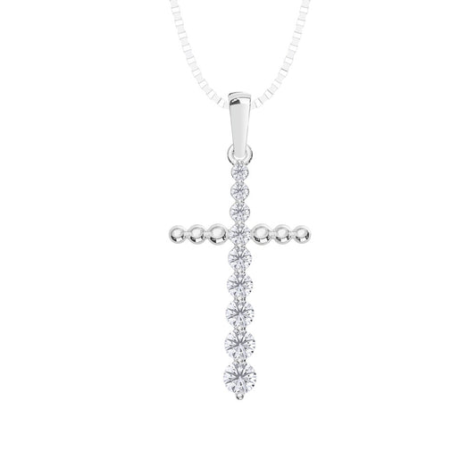 10K White Gold Lab Grown Diamond 1/3 Ct.Tw. Cross Pendant
