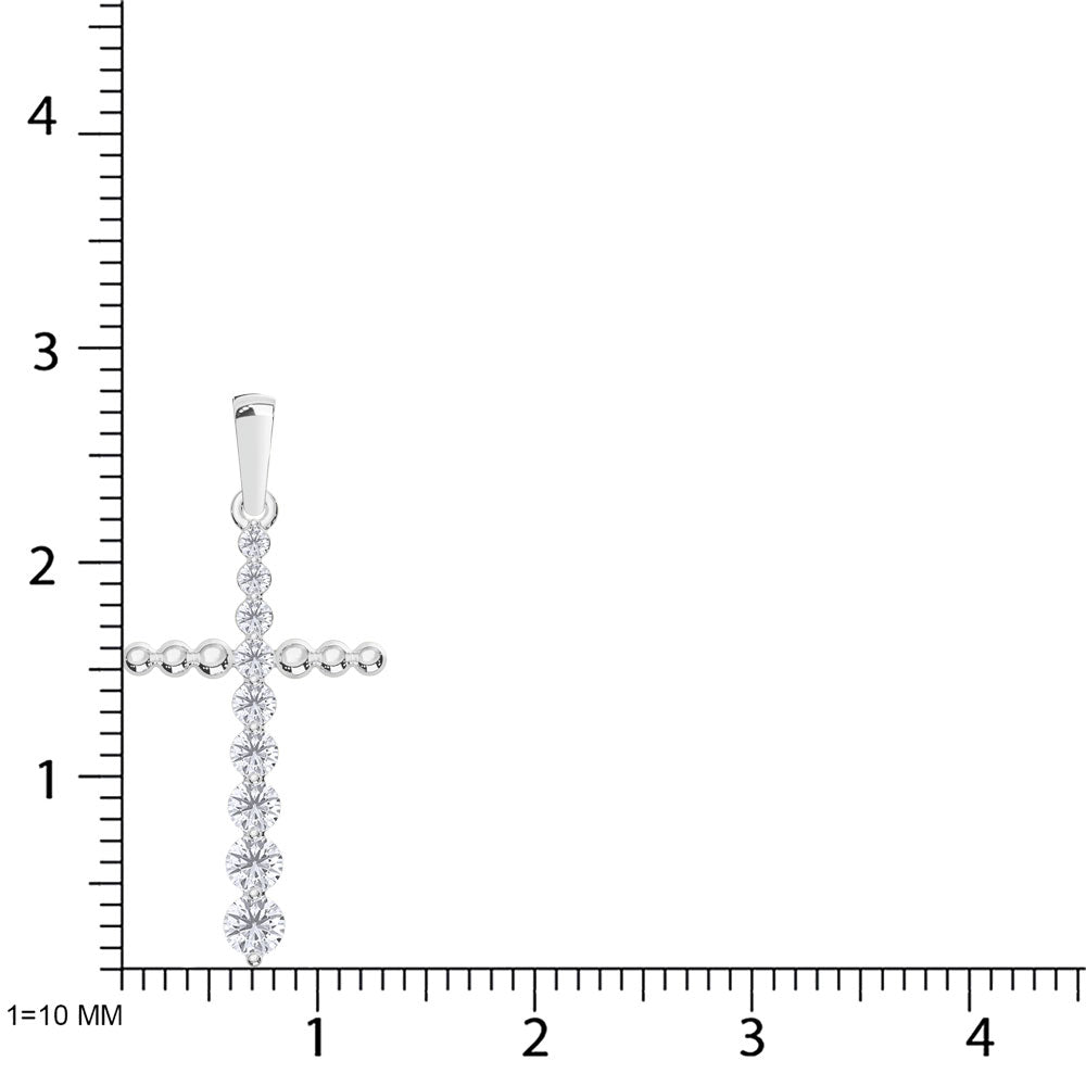 10K White Gold Lab Grown Diamond 1/3 Ct.Tw. Cross Pendant