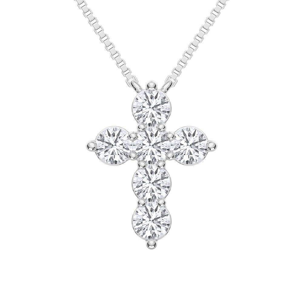 10K White Gold 1/2 Ct.Tw. Lab Grown Diamond Cross Pendant