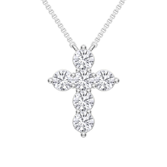 10K White Gold 1/2 Ct.Tw. Lab Grown Diamond Cross Pendant