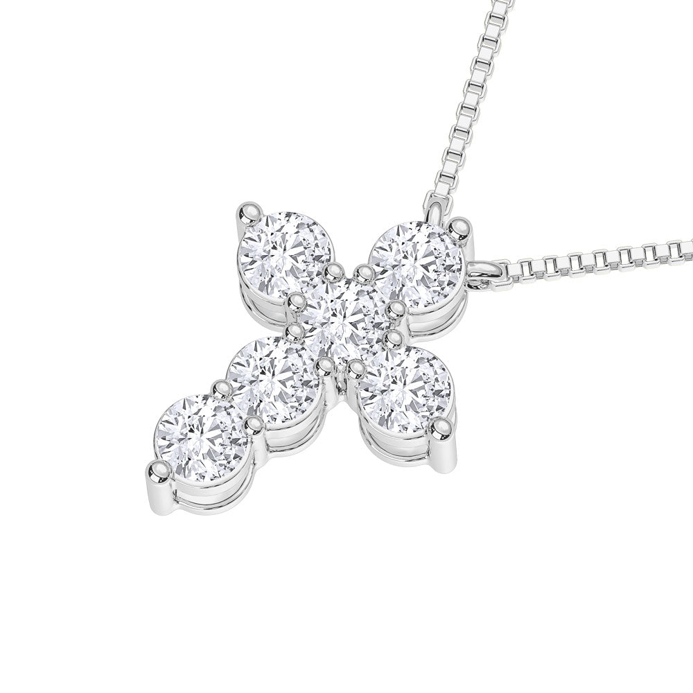10K White Gold 1/2 Ct.Tw. Lab Grown Diamond Cross Pendant