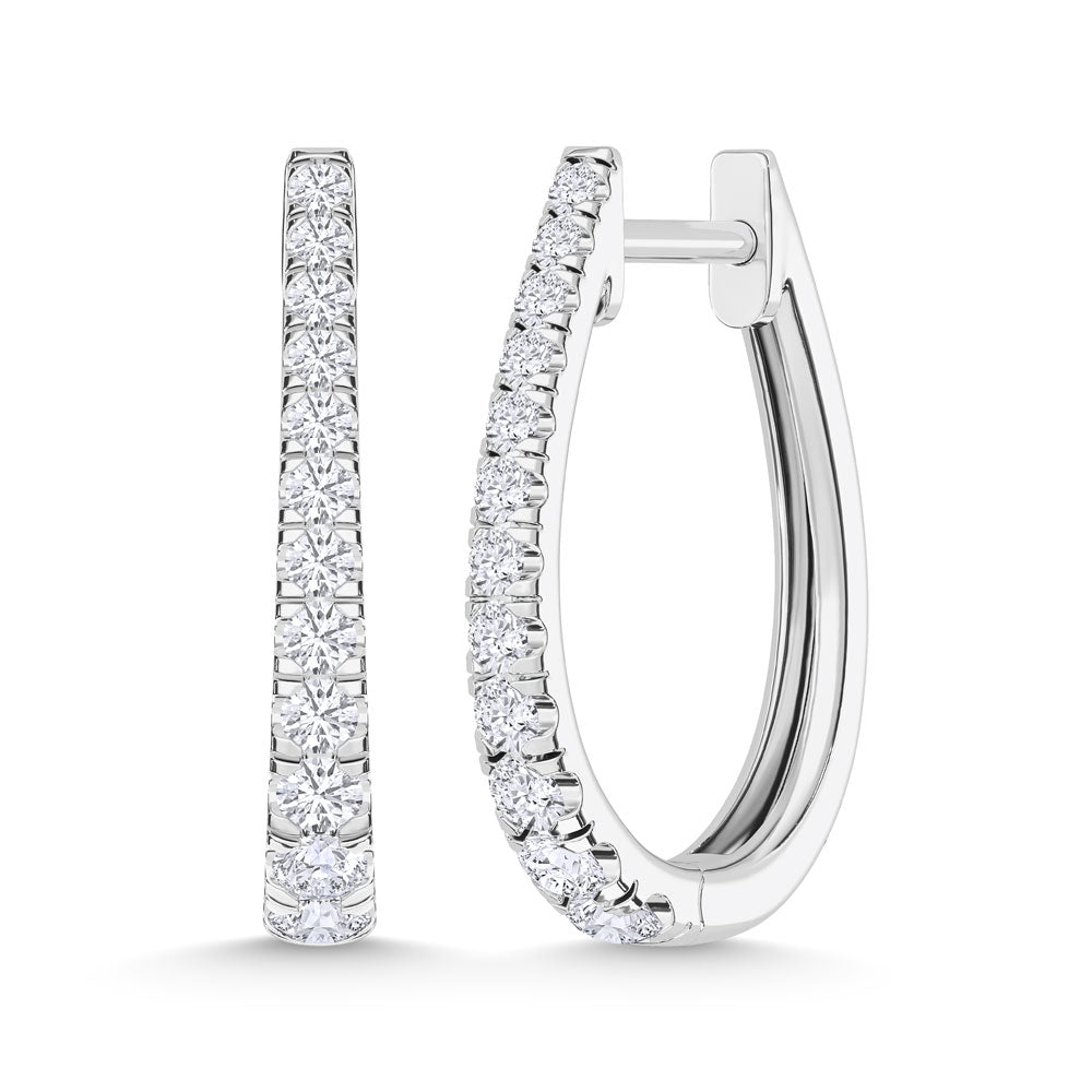 10K White Gold Lab Grown Diamond 1/2 Ct.Tw. Hoop Earrings