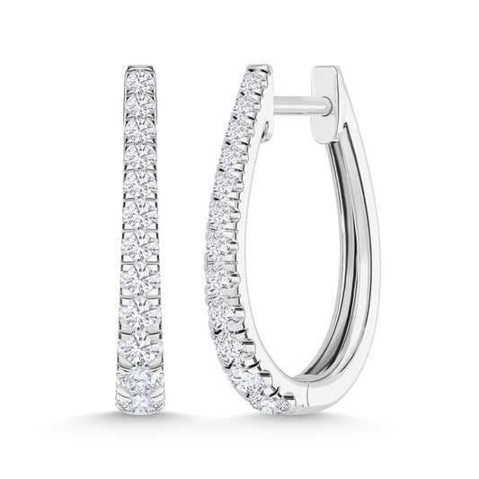10K White Gold Lab Grown Diamond 1/2 Ct.Tw. Hoop Earrings