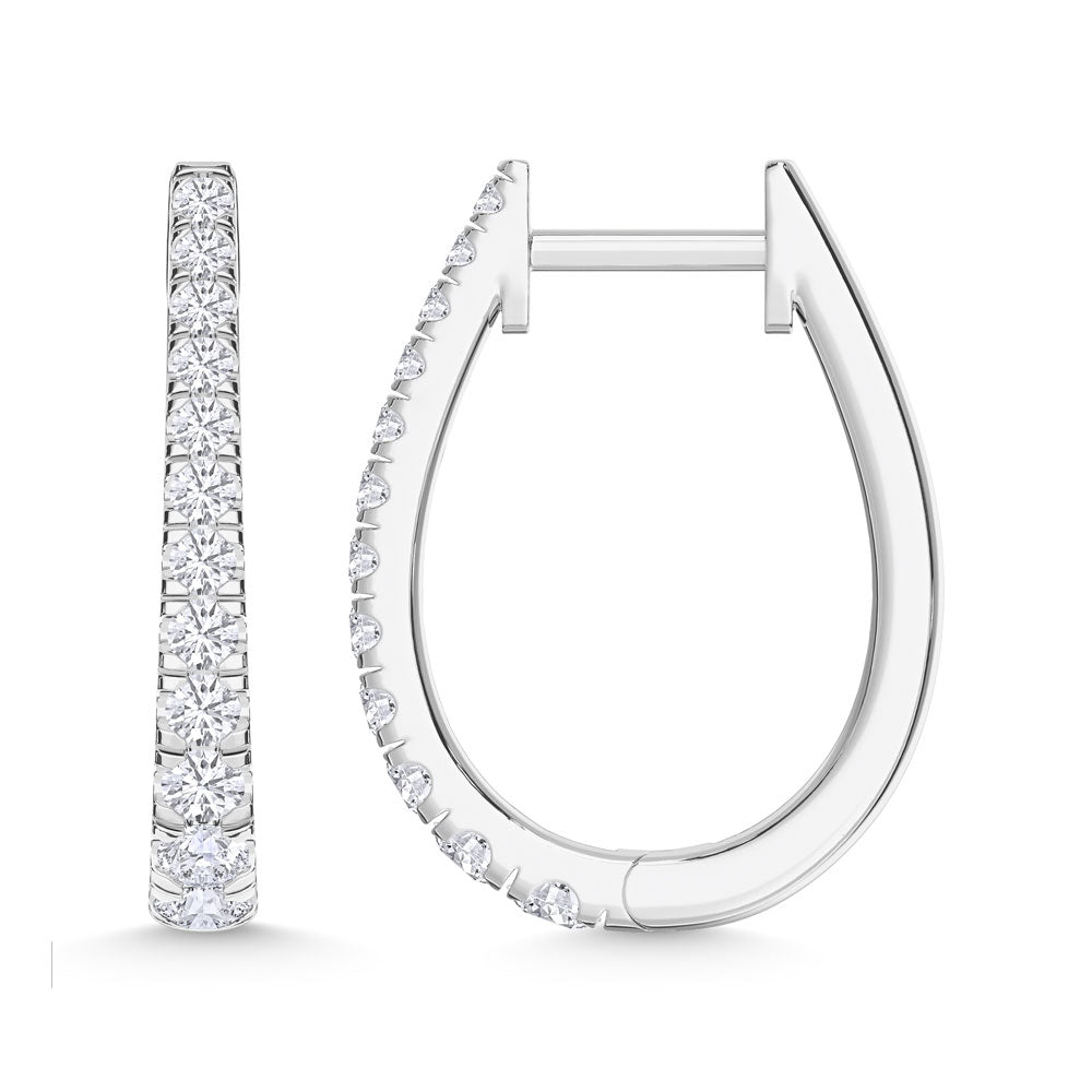 10K White Gold Lab Grown Diamond 1/2 Ct.Tw. Hoop Earrings