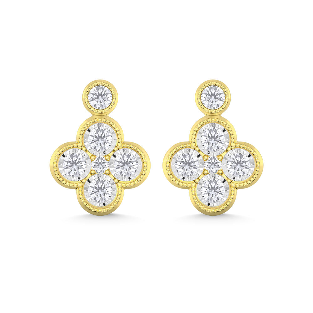 10K Yellow Gold Lab Grown Diamond 1/4 Ct.Tw. Fashion Earrings