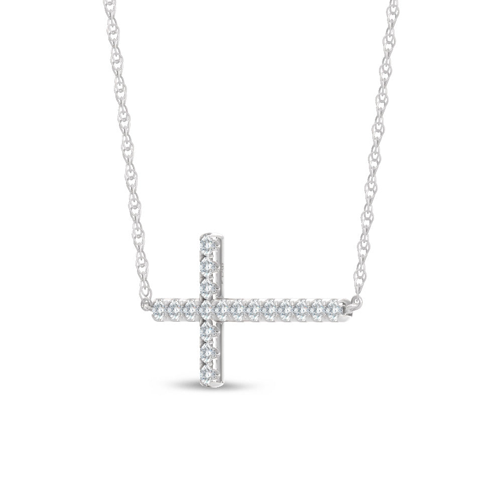 10K White Gold Lab Grown Diamond 1/2 Ct.Tw. Cross Pendant