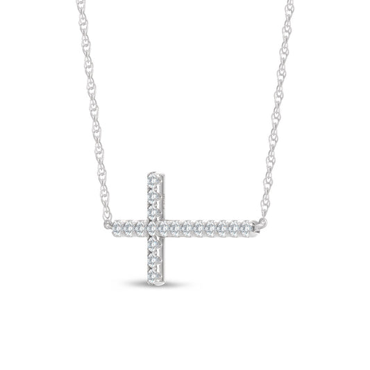 10K White Gold Lab Grown Diamond 1/2 Ct.Tw. Cross Pendant