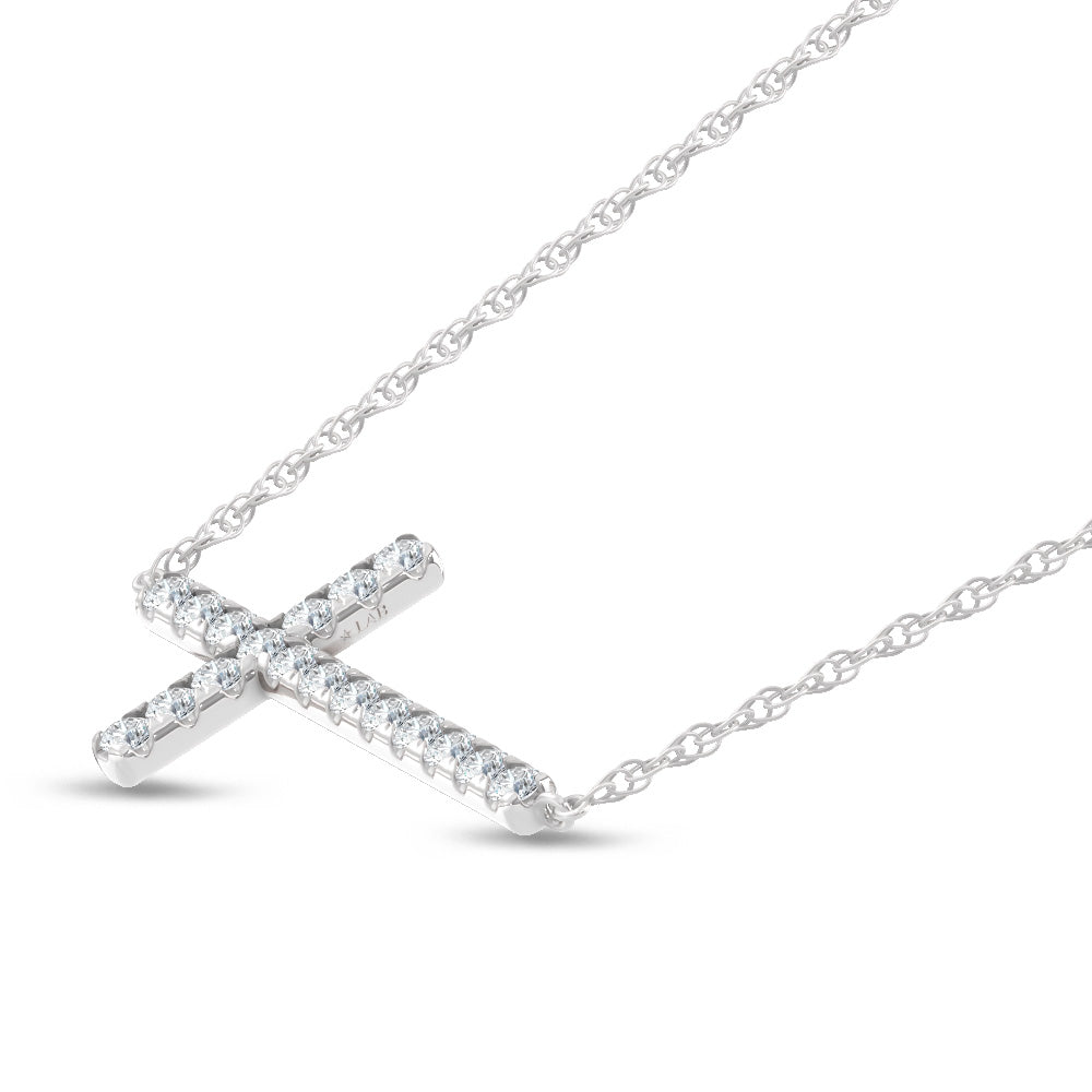 10K White Gold Lab Grown Diamond 1/2 Ct.Tw. Cross Pendant