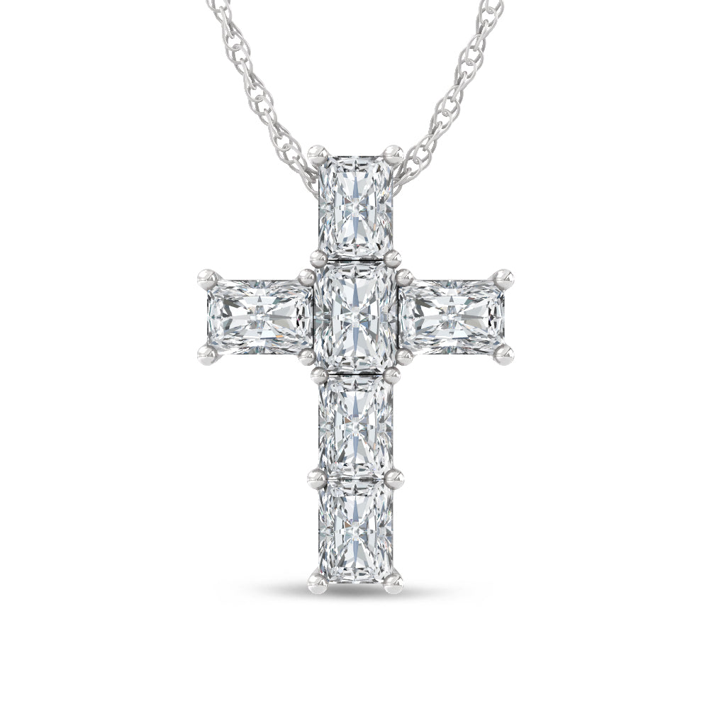 14K White Gold Lab Grown Diamond 1 Ct.Tw. Cross Pendant