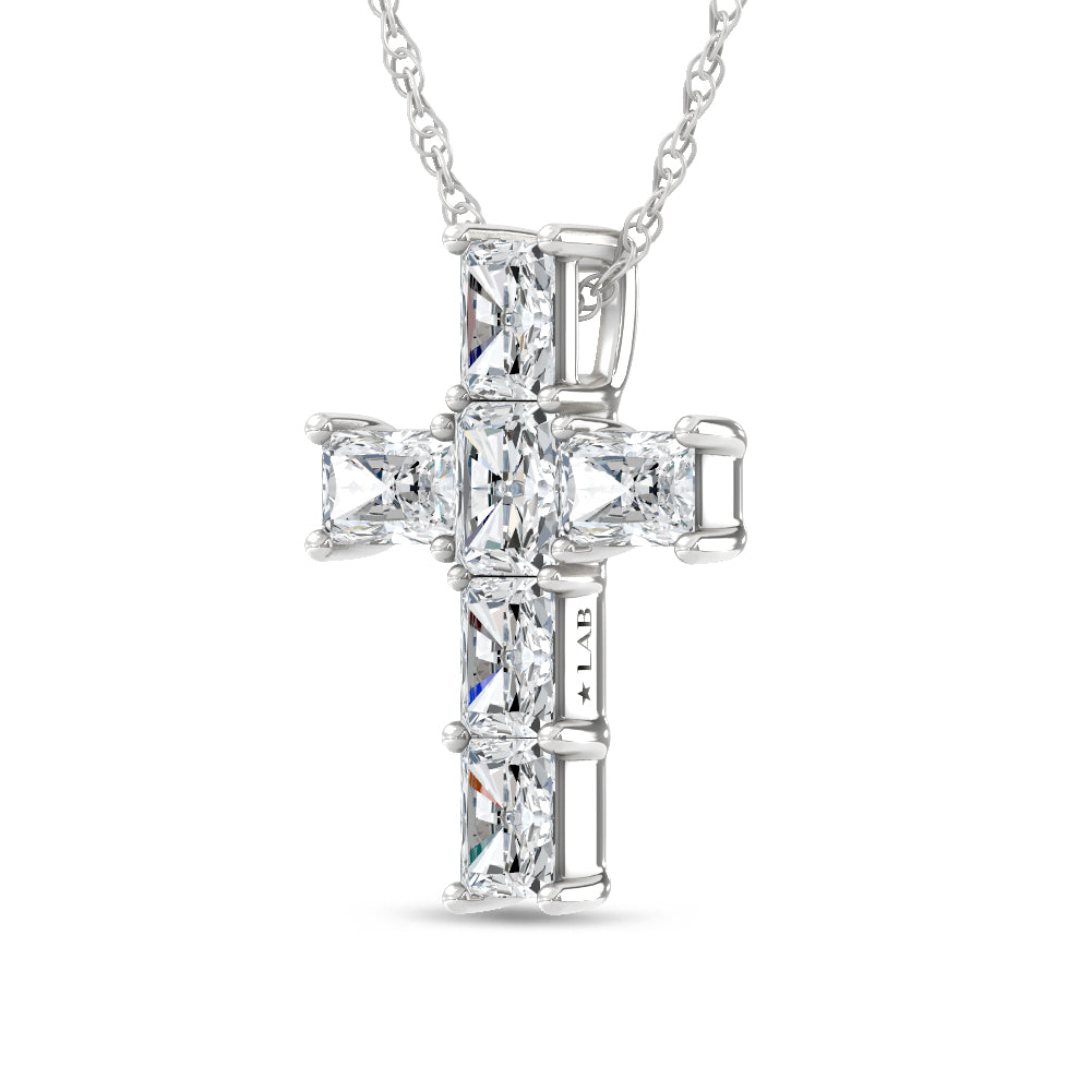 14K White Gold Lab Grown Diamond 1 Ct.Tw. Cross Pendant