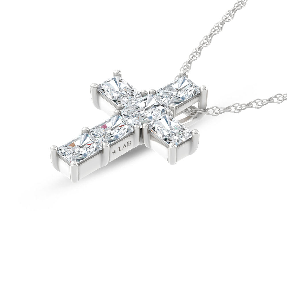 14K White Gold Lab Grown Diamond 1 Ct.Tw. Cross Pendant