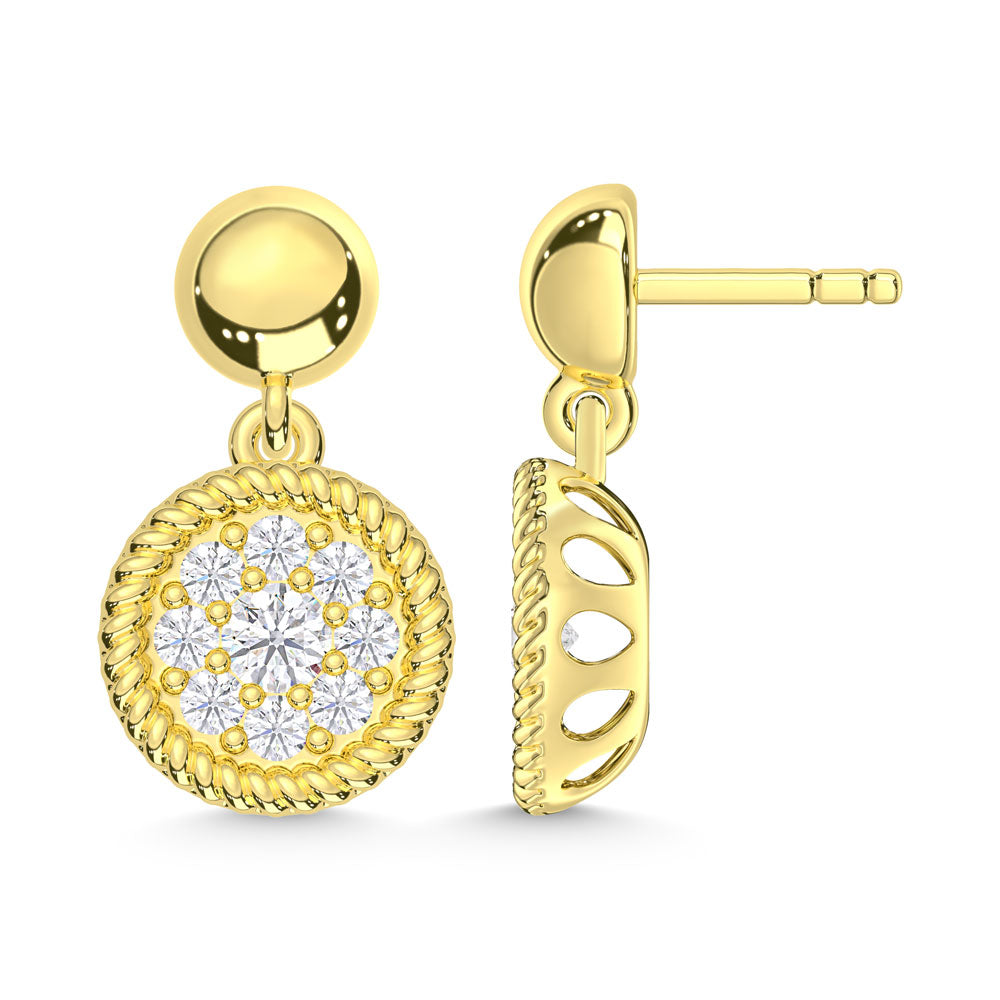 10K Yellow Gold Lab Grown Diamond 1/5 Ct.Tw. Fashion Earrings
