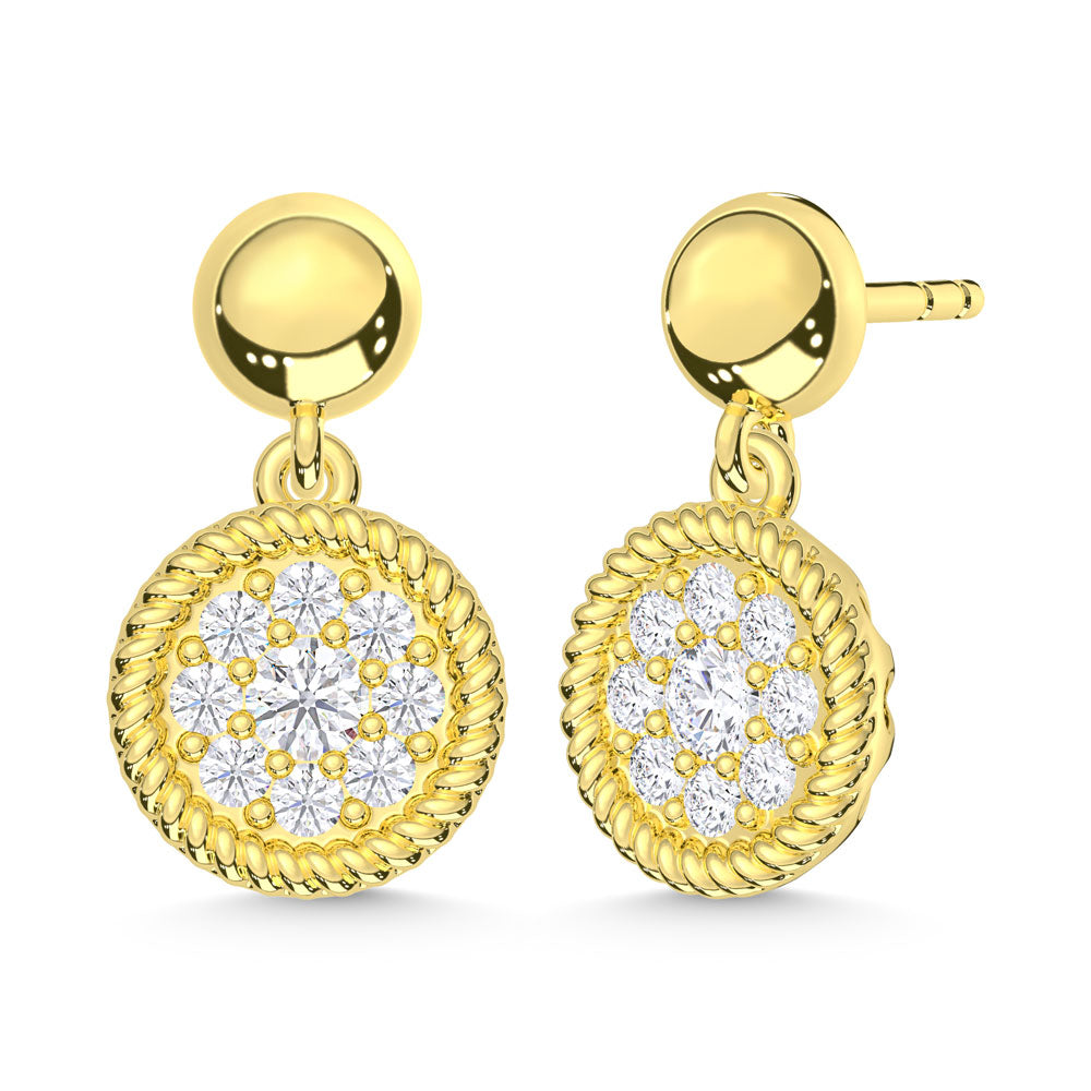 10K Yellow Gold Lab Grown Diamond 1/5 Ct.Tw. Fashion Earrings