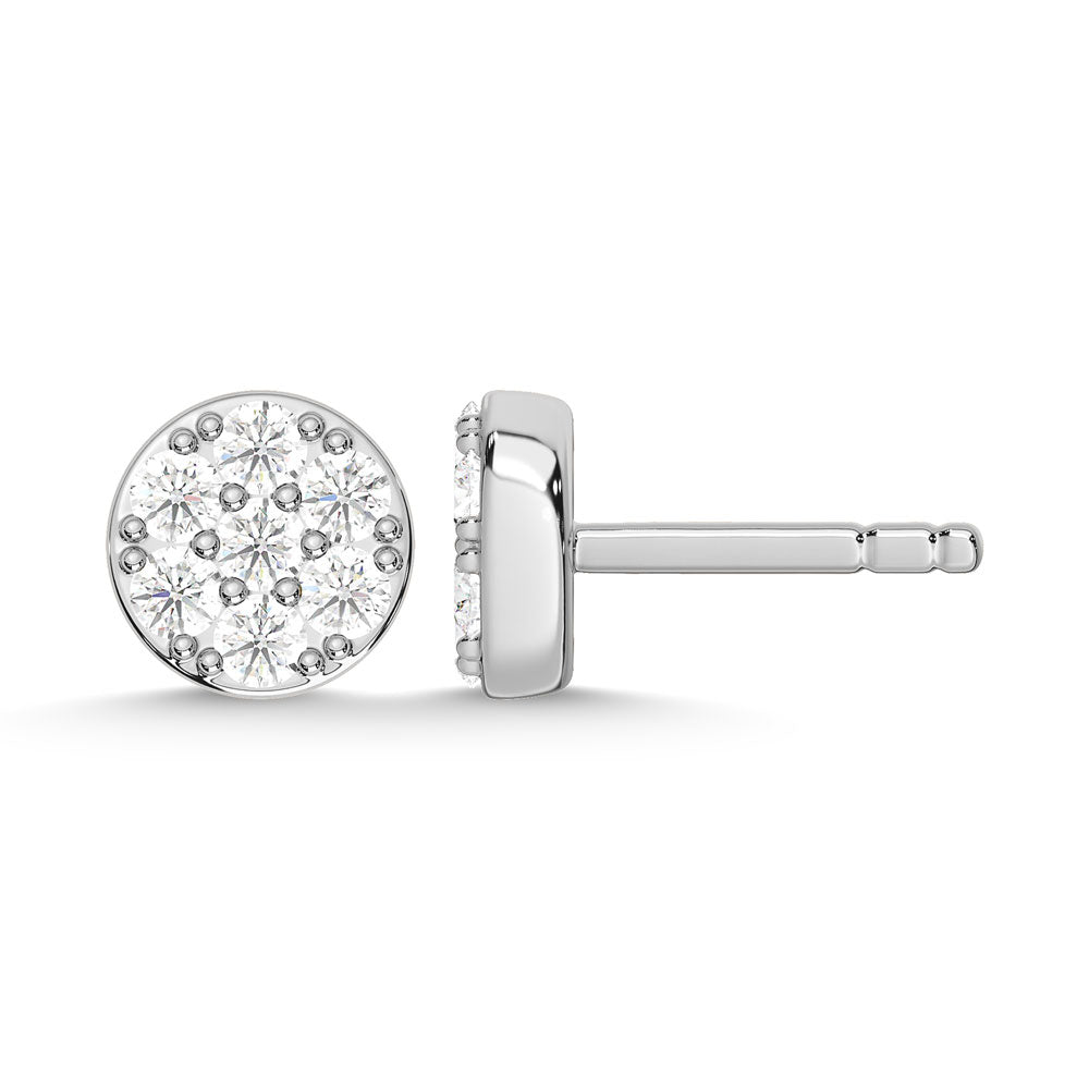 10K White Gold Lab Grown Diamond 1/10 Ct.Tw. Fashion Earrings