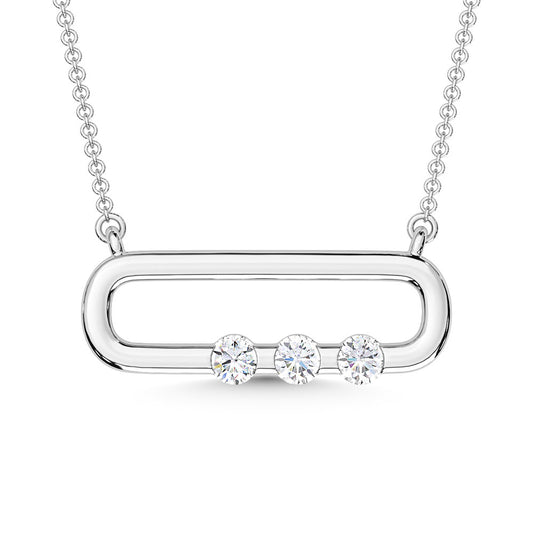 10K White Gold Lab Grown Diamond 1/10 Ct.Tw. Fashion Necklace