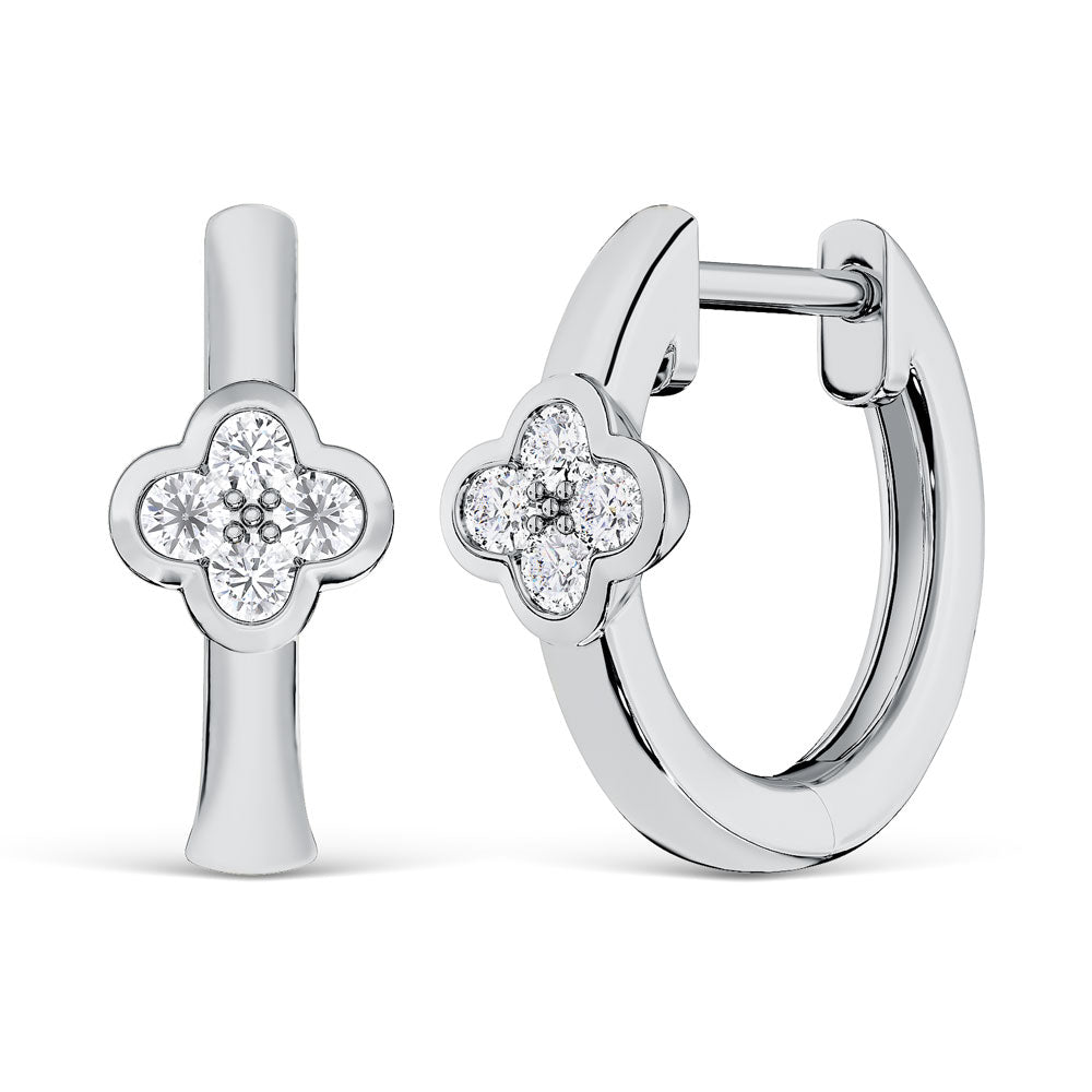 10K White Gold Lab Grown Diamond 1/10 Ct.Tw. Hoop Earrings