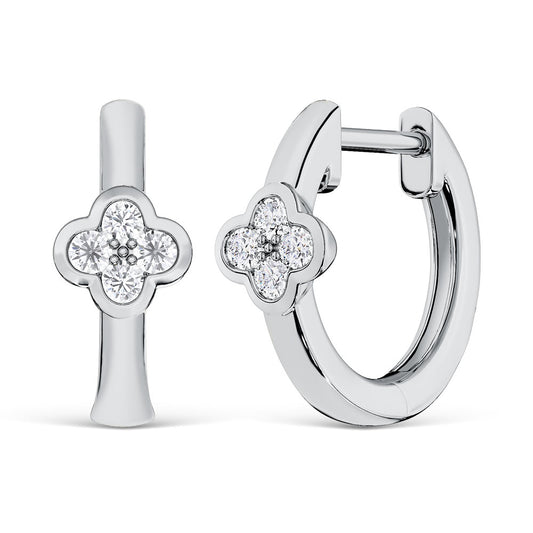 10K White Gold Lab Grown Diamond 1/10 Ct.Tw. Hoop Earrings