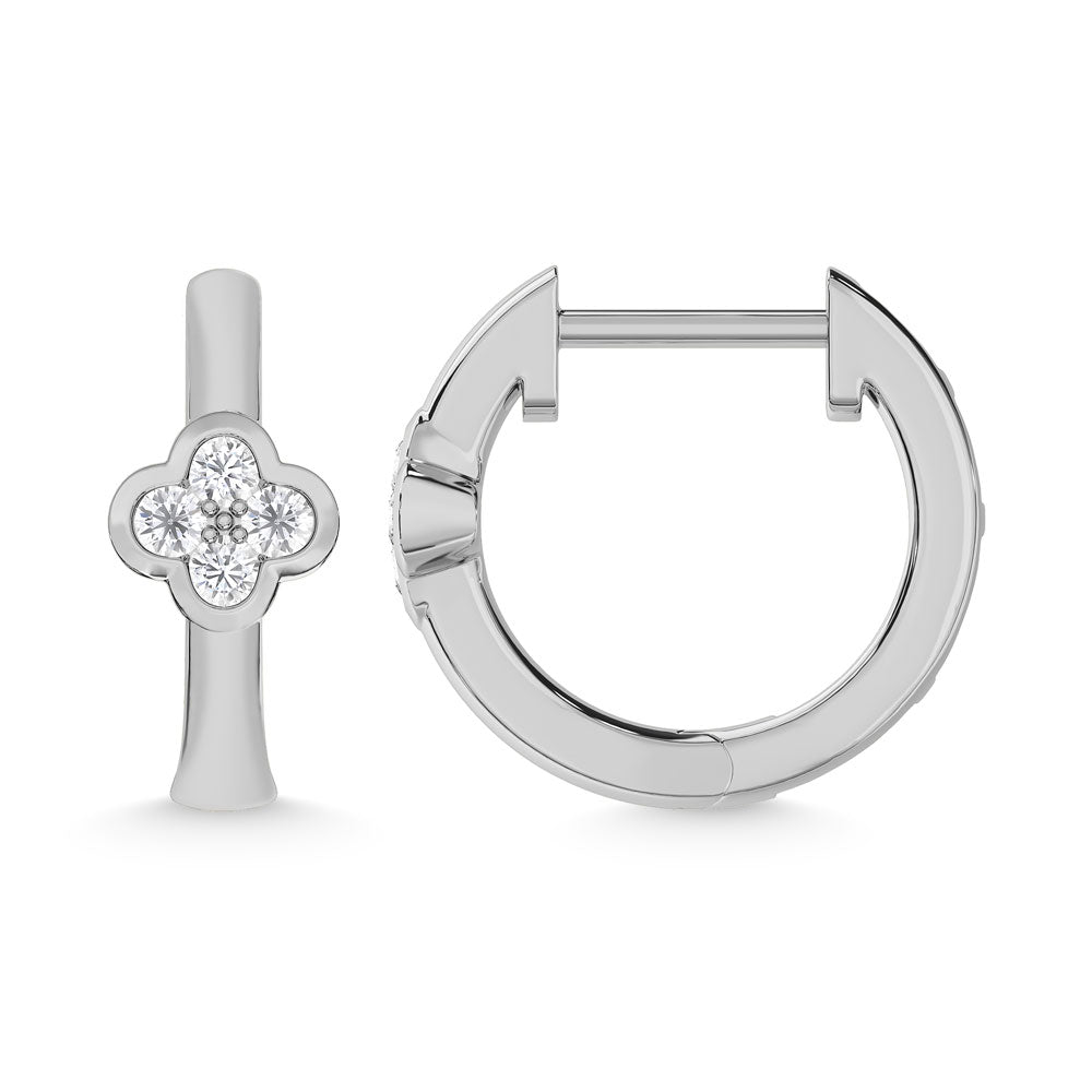 10K White Gold Lab Grown Diamond 1/10 Ct.Tw. Hoop Earrings