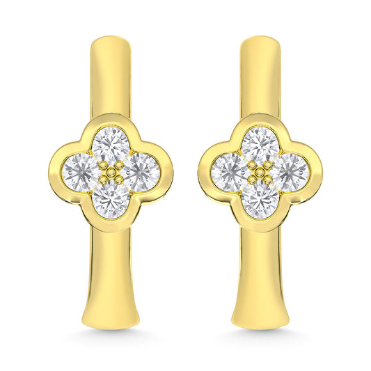 10K Yellow Gold Lab Grown Diamond 1/10 Ct.Tw. Hoop Earrings