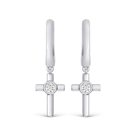 10K White Gold Lab Grown Diamond 1/6 Ct.Tw. Fashion Earrings