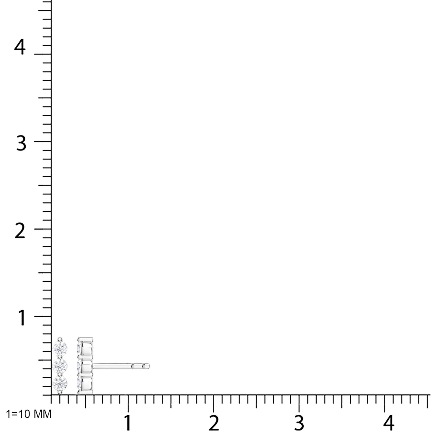 10K White Gold Lab Grown Diamond 1/6 Ct.Tw. Three Stone Earrings