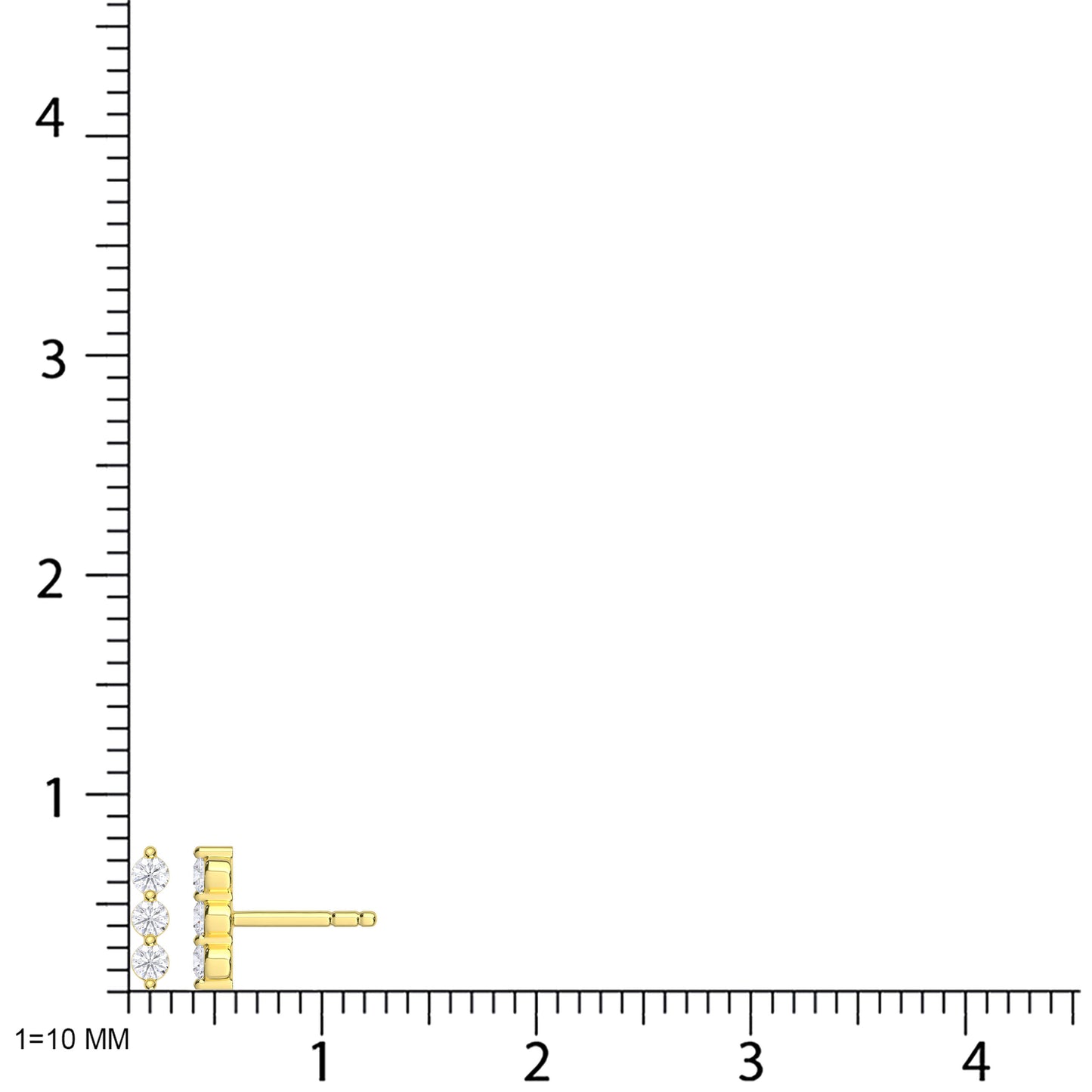 10K Yellow Gold Lab Grown Diamond 1/6 Ct.Tw. Three Stone Earrings