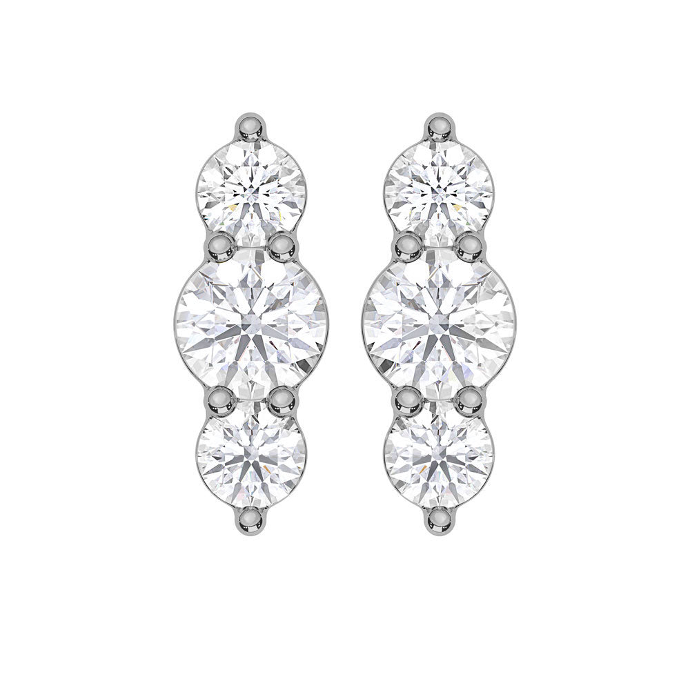 10K White Gold Lab Grown Diamond 1/5 Ct.Tw. Three Stone Earrings