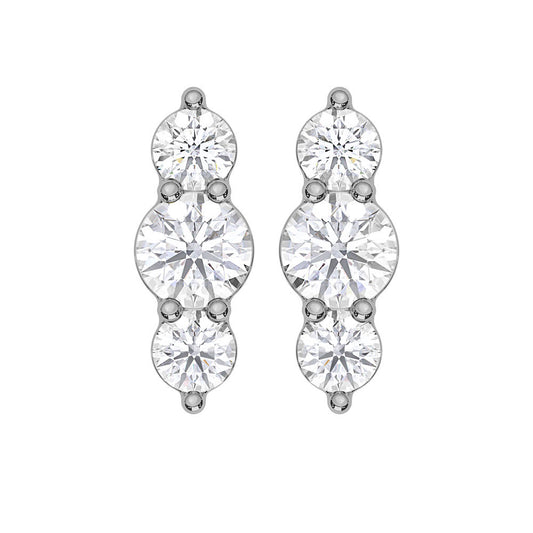 10K White Gold Lab Grown Diamond 1/5 Ct.Tw. Three Stone Earrings