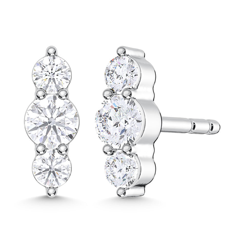 10K White Gold Lab Grown Diamond 1/5 Ct.Tw. Three Stone Earrings