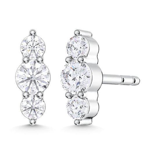 10K White Gold Lab Grown Diamond 1/5 Ct.Tw. Three Stone Earrings