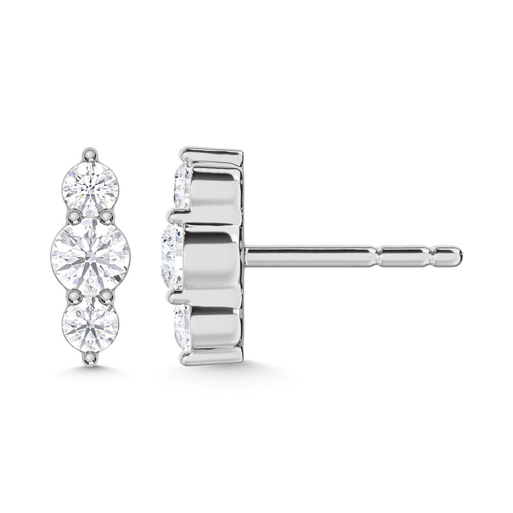 10K White Gold Lab Grown Diamond 1/5 Ct.Tw. Three Stone Earrings