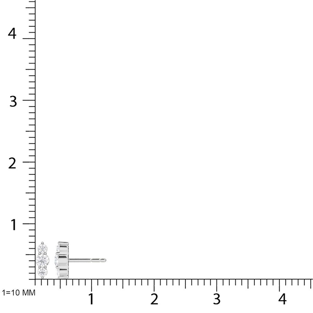 10K White Gold Lab Grown Diamond 1/5 Ct.Tw. Three Stone Earrings