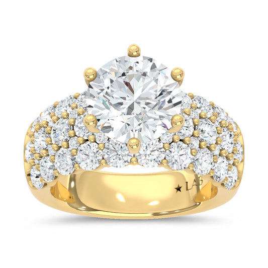 14K Yellow Gold Lab Grown Diamond 5 1/2 Ct.Tw. Round Shape Engagement Ring (IGI Certified Center 3ct) ( Center 3 ct)